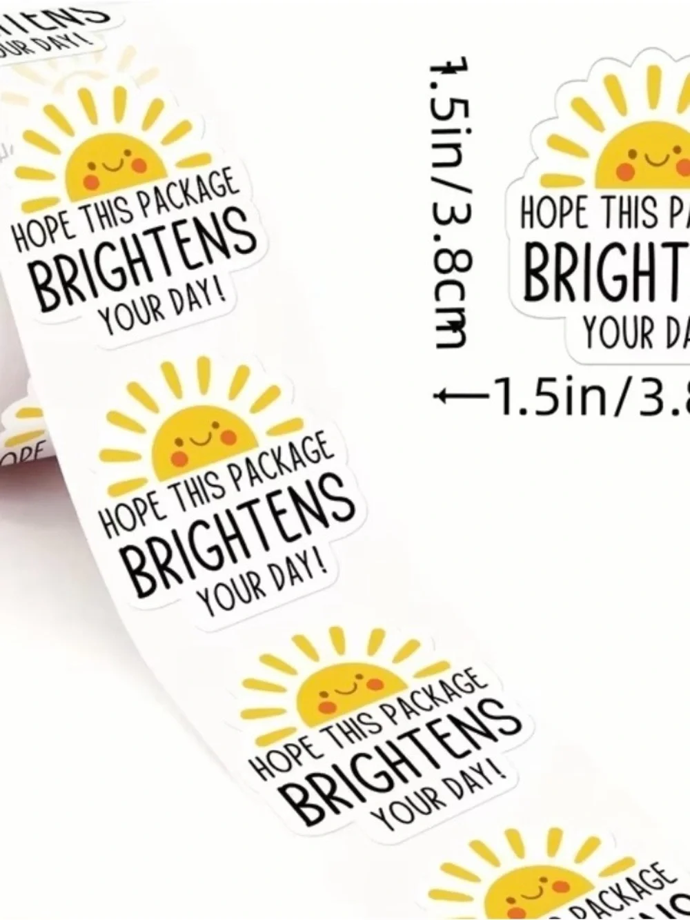 Brightens Your Day Yellow Sun Shipping Stickers - 1 Roll 300